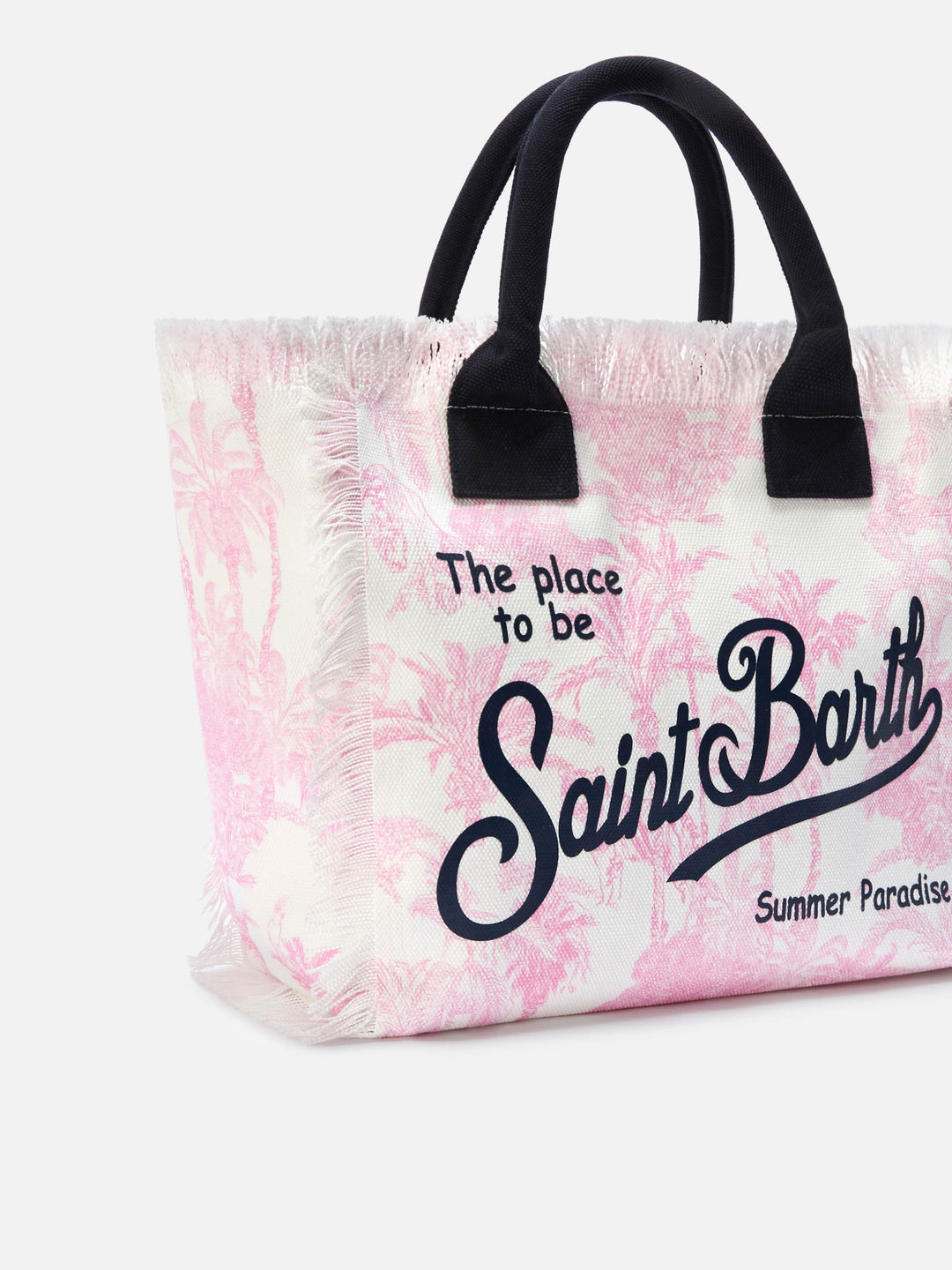 Regular Canvas Vanity Bag with Pink Toile de Jouy Print