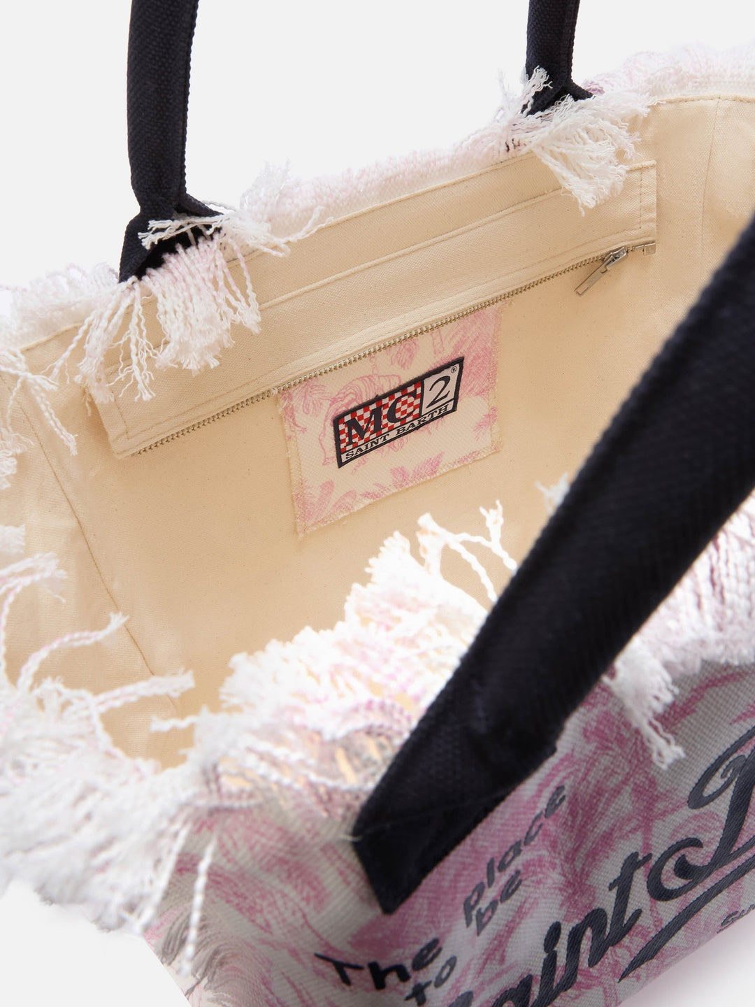 Regular Canvas Vanity Bag with Pink Toile de Jouy Print