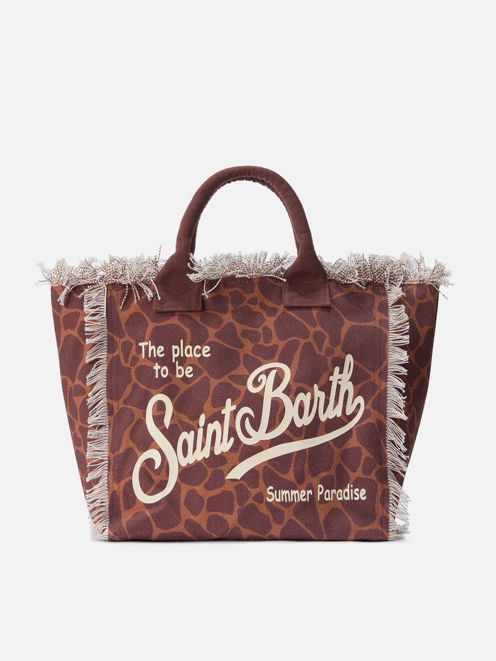 Regular Canvas Vanity Bag with Brown Animal Print