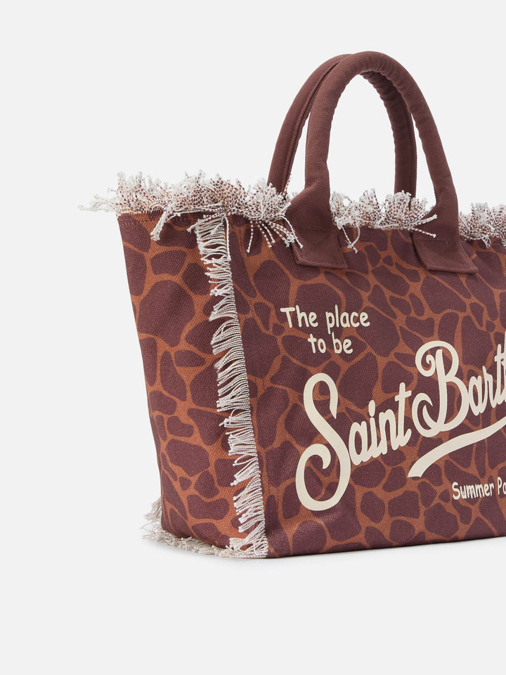 Regular Canvas Vanity Bag with Brown Animal Print