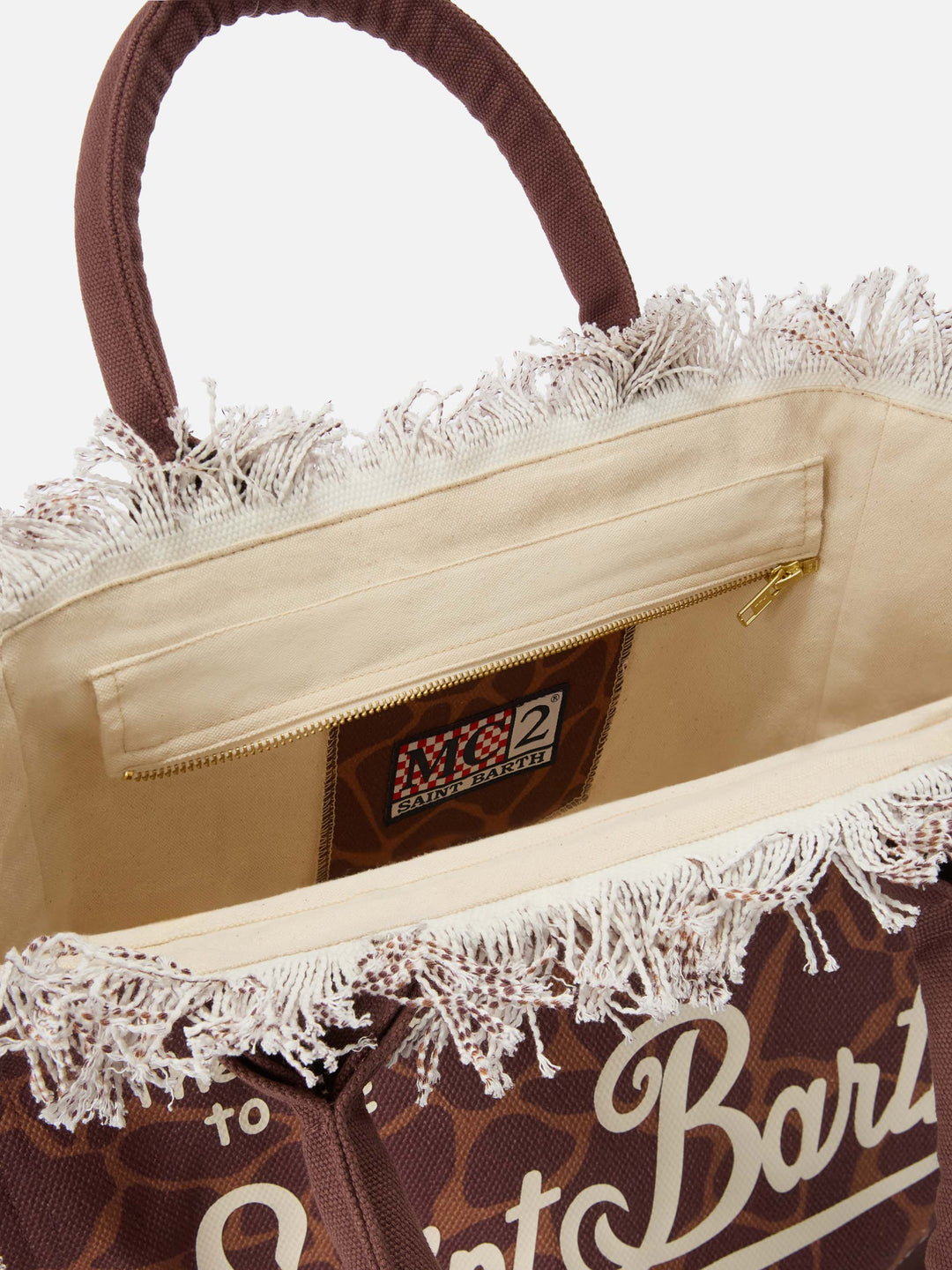 Regular Canvas Vanity Bag with Brown Animal Print