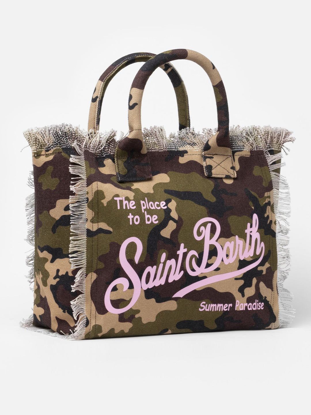 Borsa a spalla Vanity in cotone con stampa camouflage