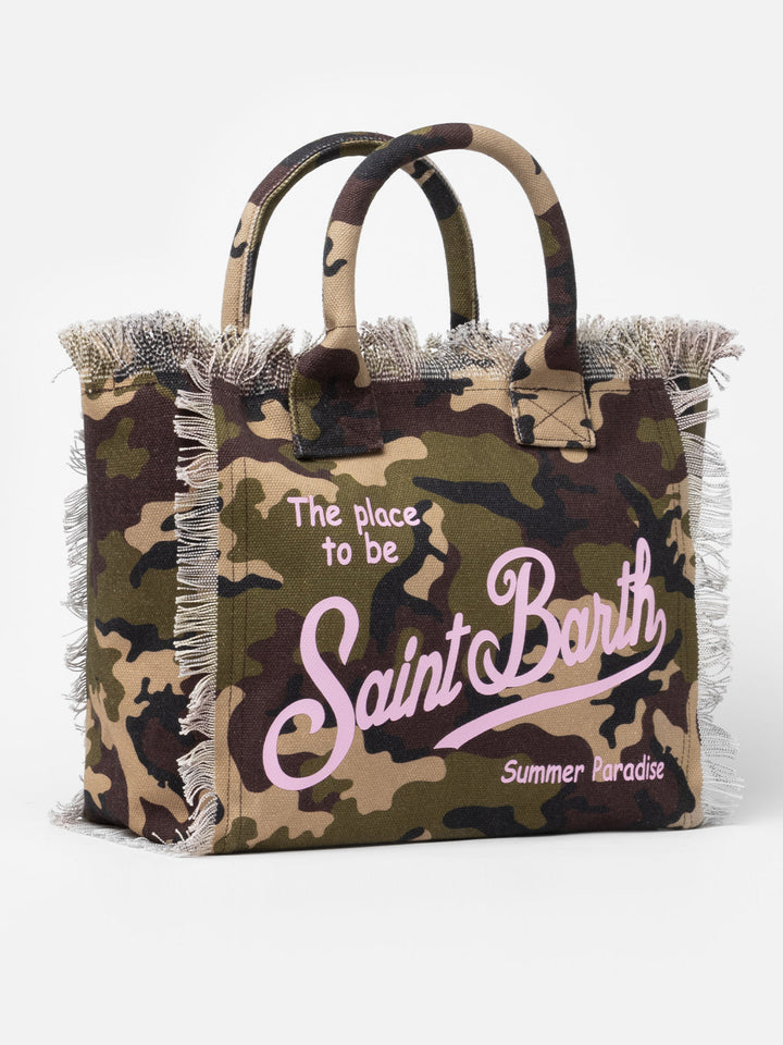 Borsa a spalla Vanity in cotone con stampa camouflage