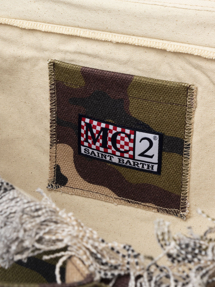 Borsa a spalla Vanity in cotone con stampa camouflage