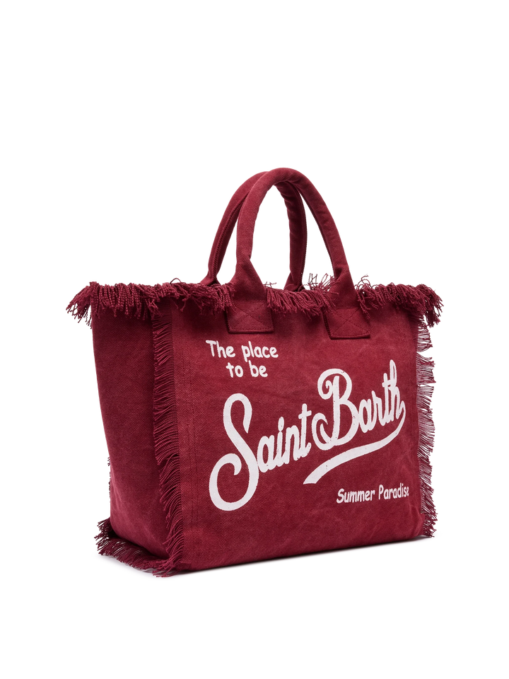 Borsa a spalla Vanity in cotone bordeaux