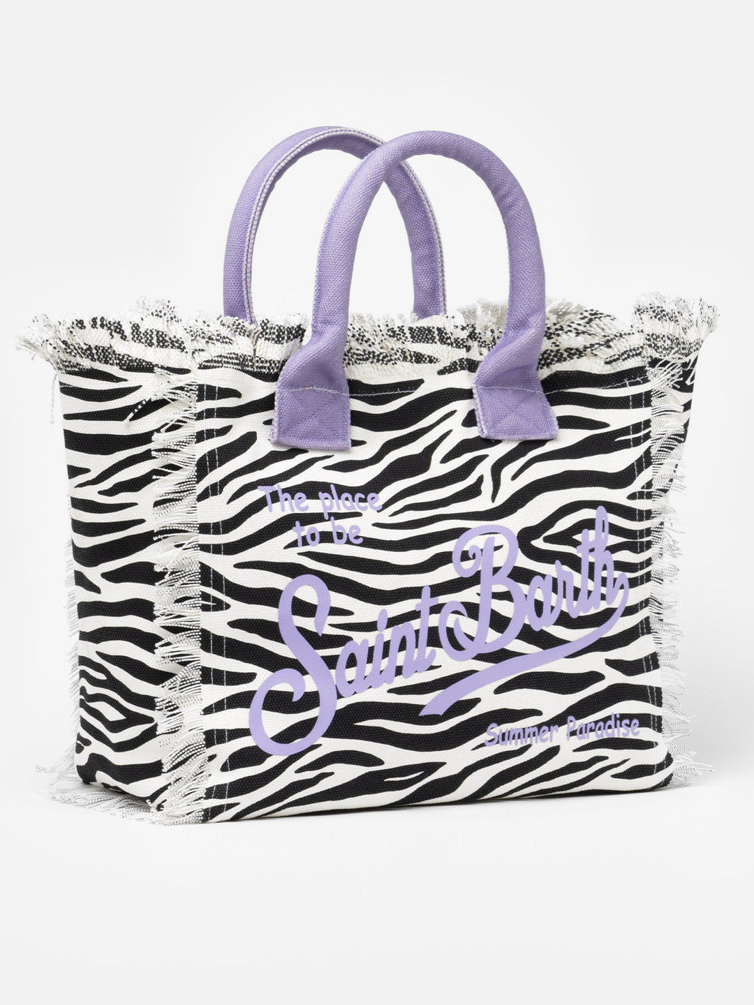Tracolla Vanity in Canvas di Cotone con Stampa Zebra