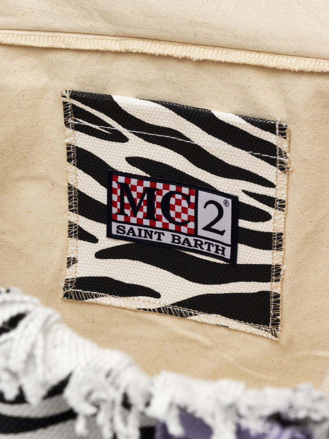 Tracolla Vanity in Canvas di Cotone con Stampa Zebra