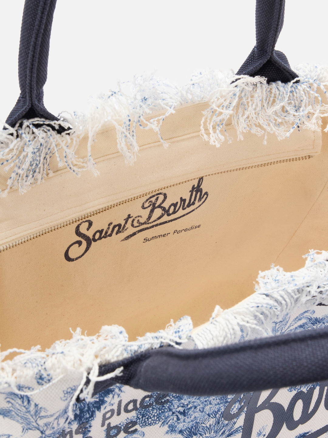 Regular Canvas Vanity Bag with Blue Toile de Jouy Print
