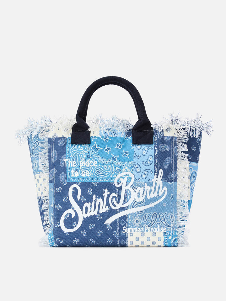 Borsa Vanity regular in canvas con stampa bandana patchwork blu