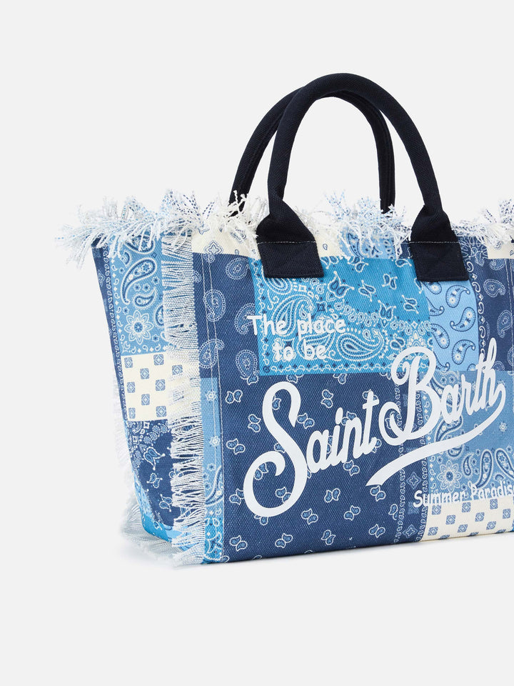 Borsa Vanity regular in canvas con stampa bandana patchwork blu