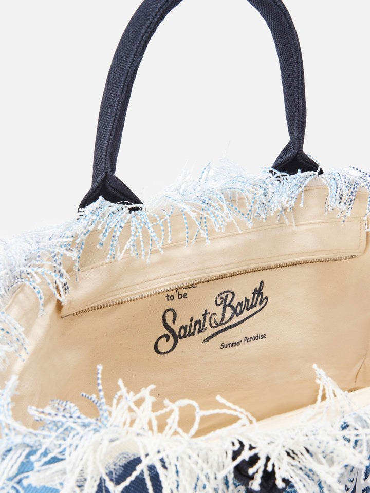 Borsa Vanity regular in canvas con stampa bandana patchwork blu