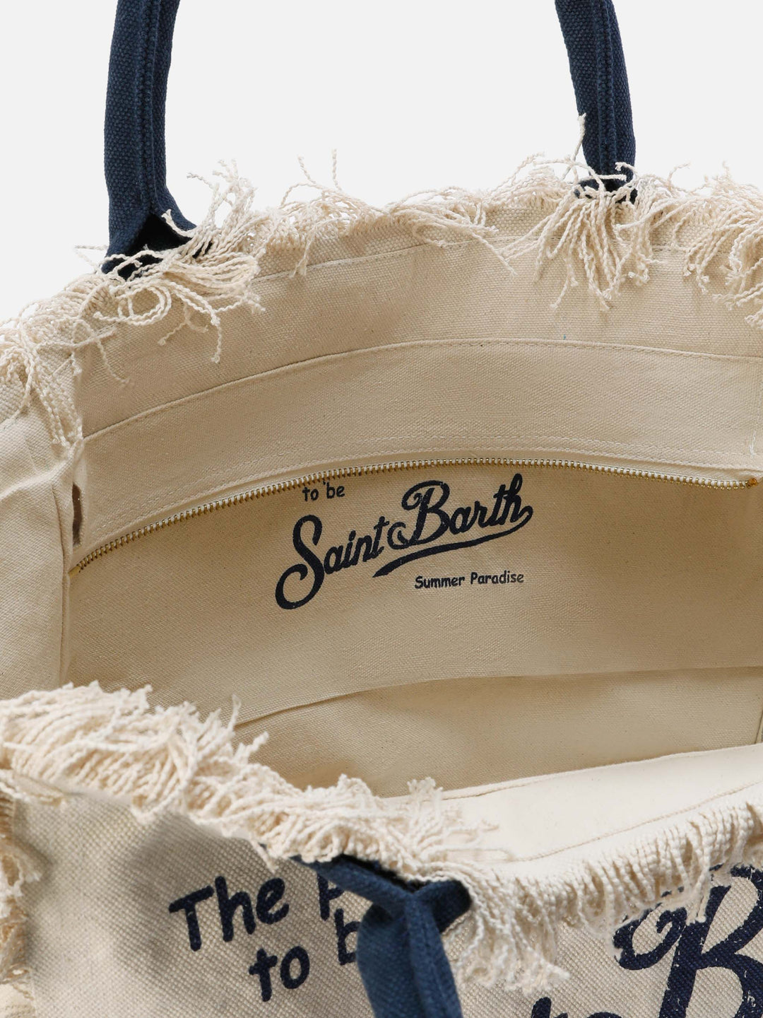 Regular White Canvas Vanity Bag with Fringes