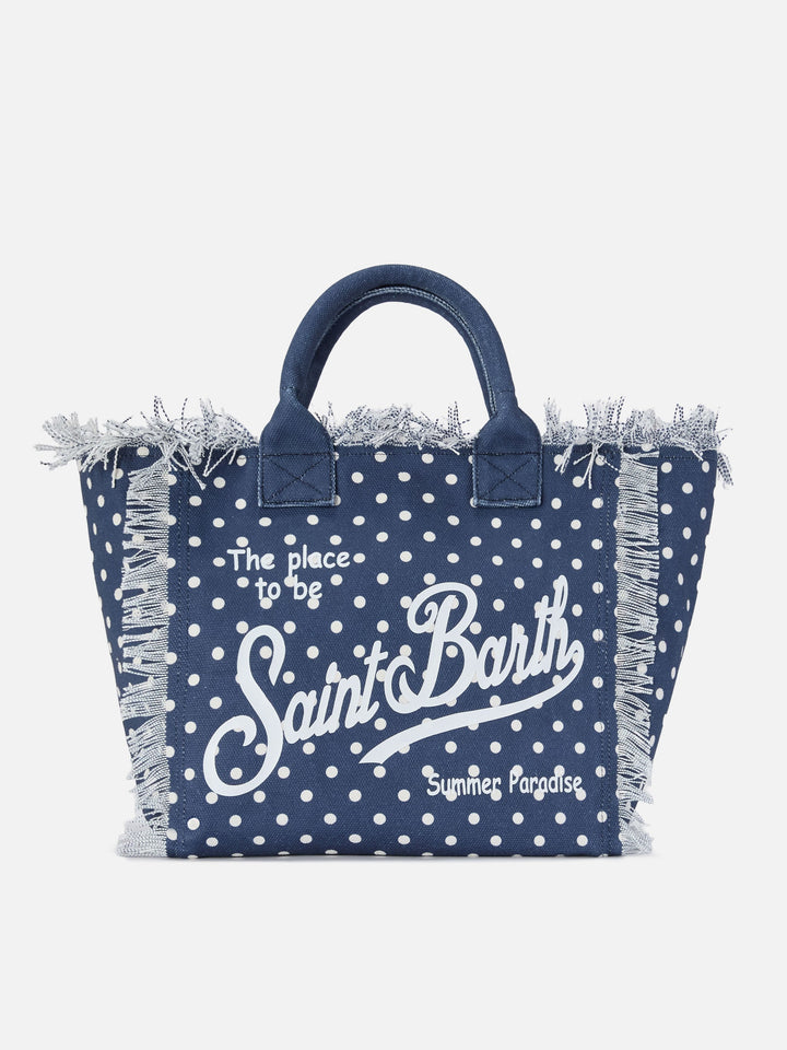 Regular Canvas Vanity Bag with Polka Dot Print