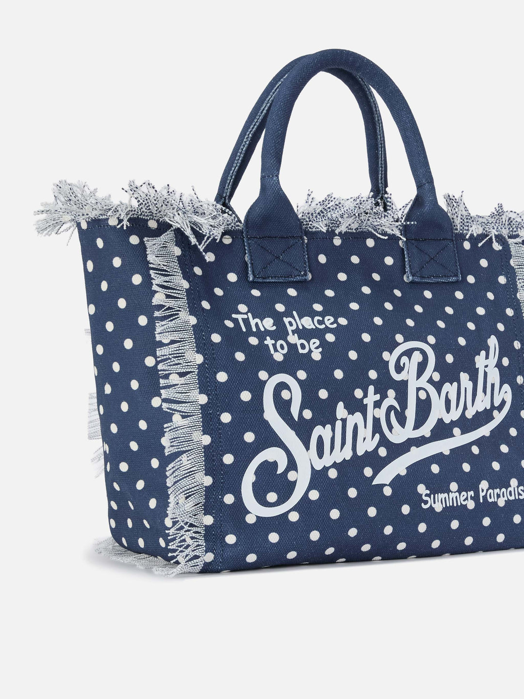 Regular Canvas Vanity Bag with Polka Dot Print