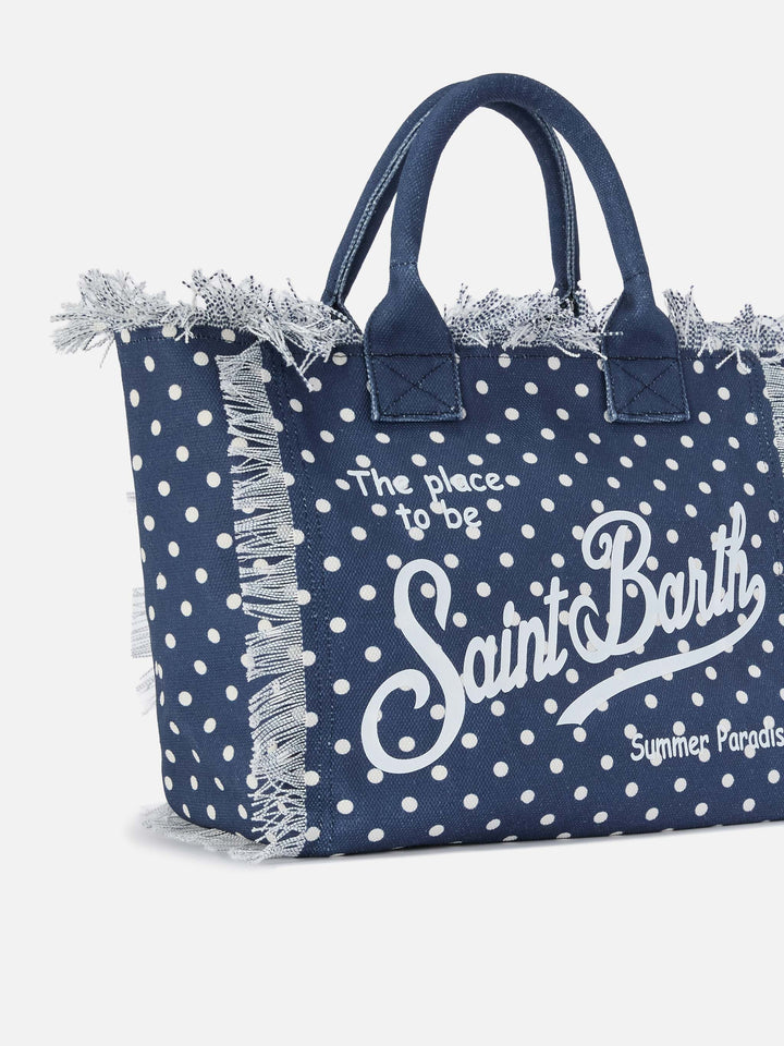 Regular Canvas Vanity Bag with Polka Dot Print