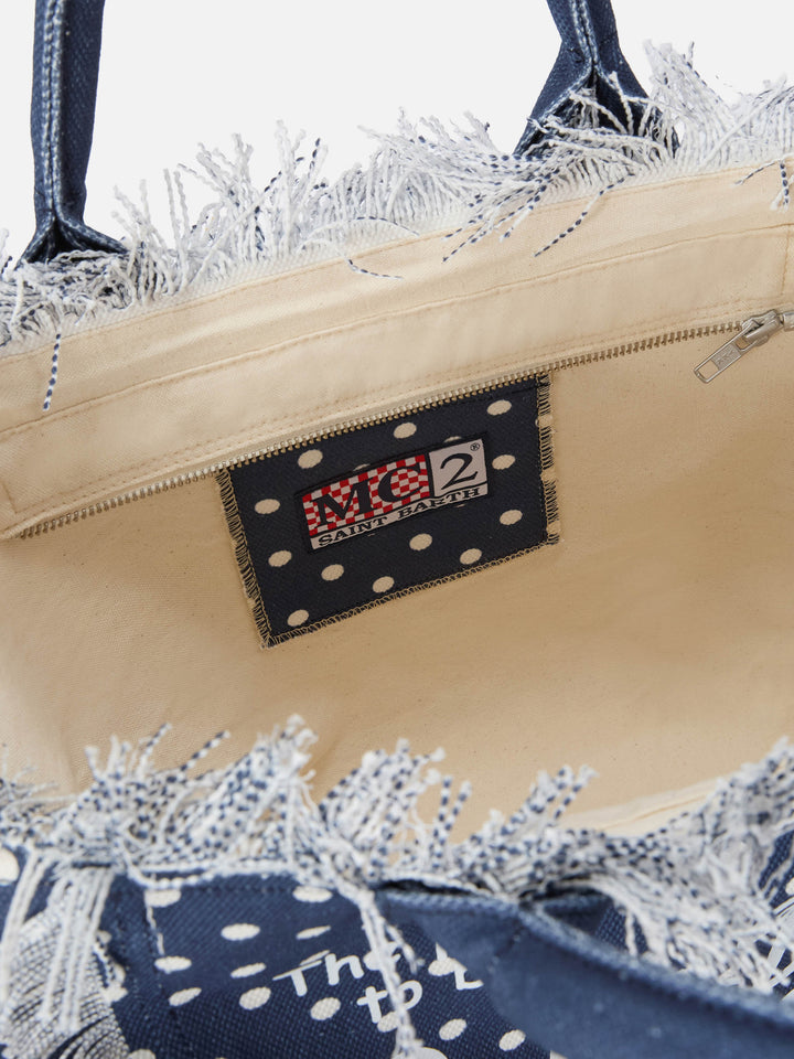 Regular Canvas Vanity Bag with Polka Dot Print