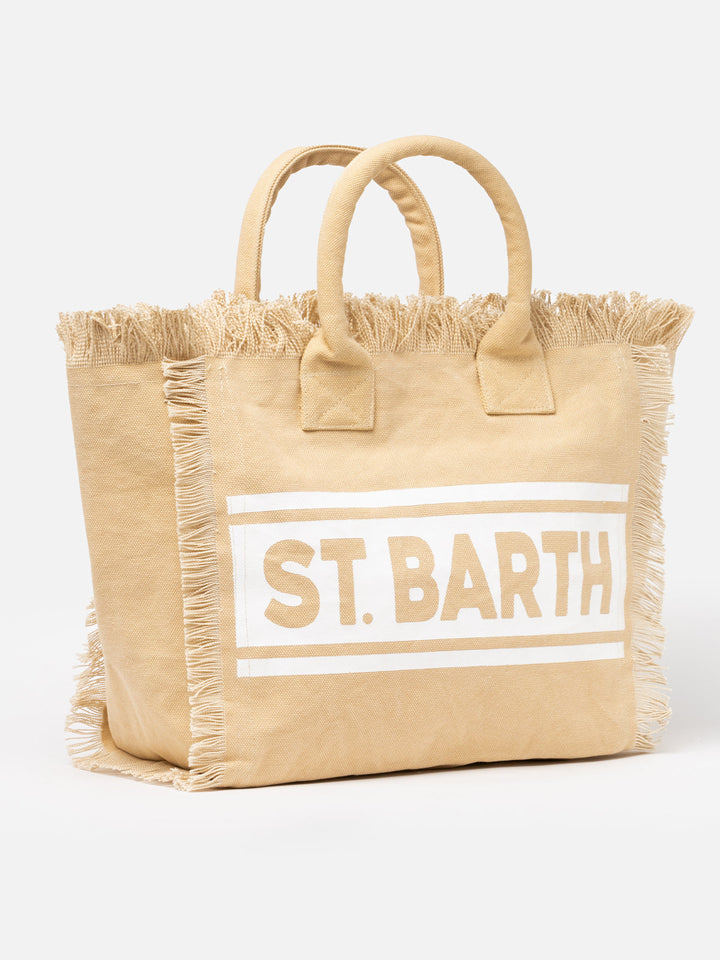 Vanity Beige Cotton Canvas Shoulder Bag