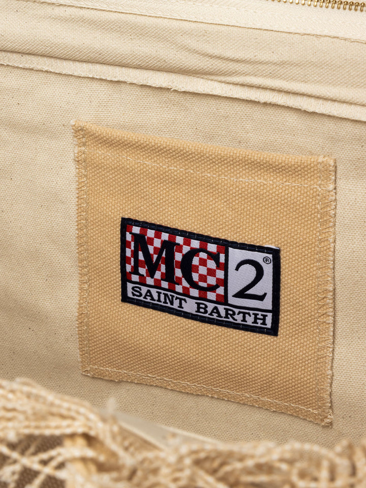 Vanity Beige Cotton Canvas Shoulder Bag