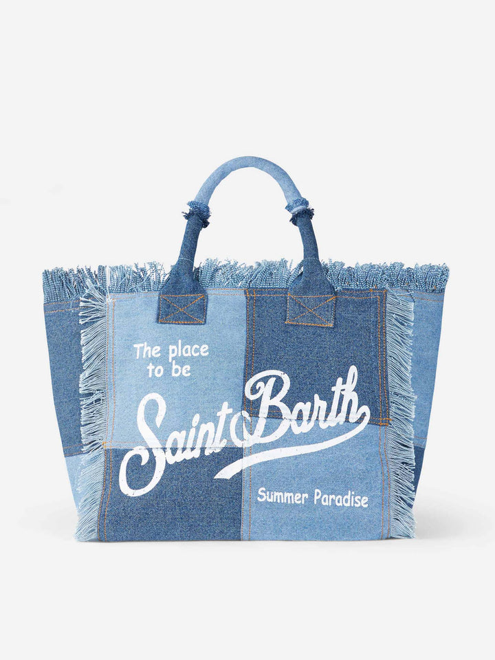 Vanity Denim Patchwork Canvas Shoulder Bag