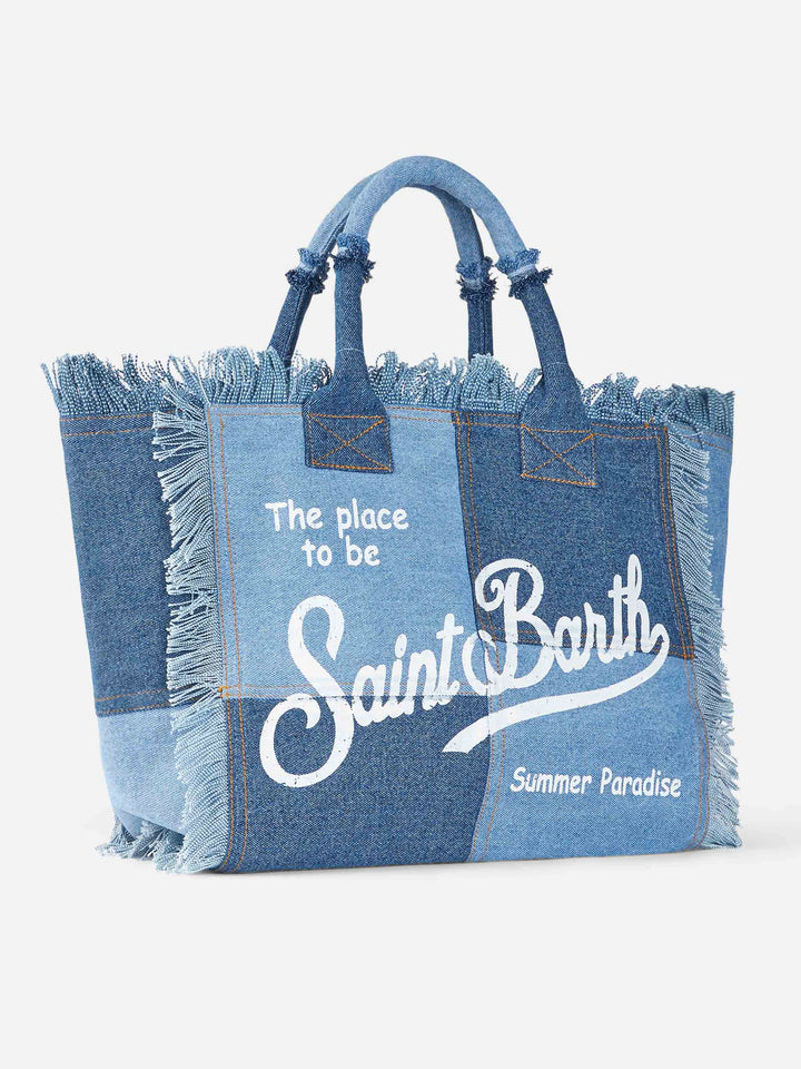 Vanity Denim Patchwork Canvas Shoulder Bag