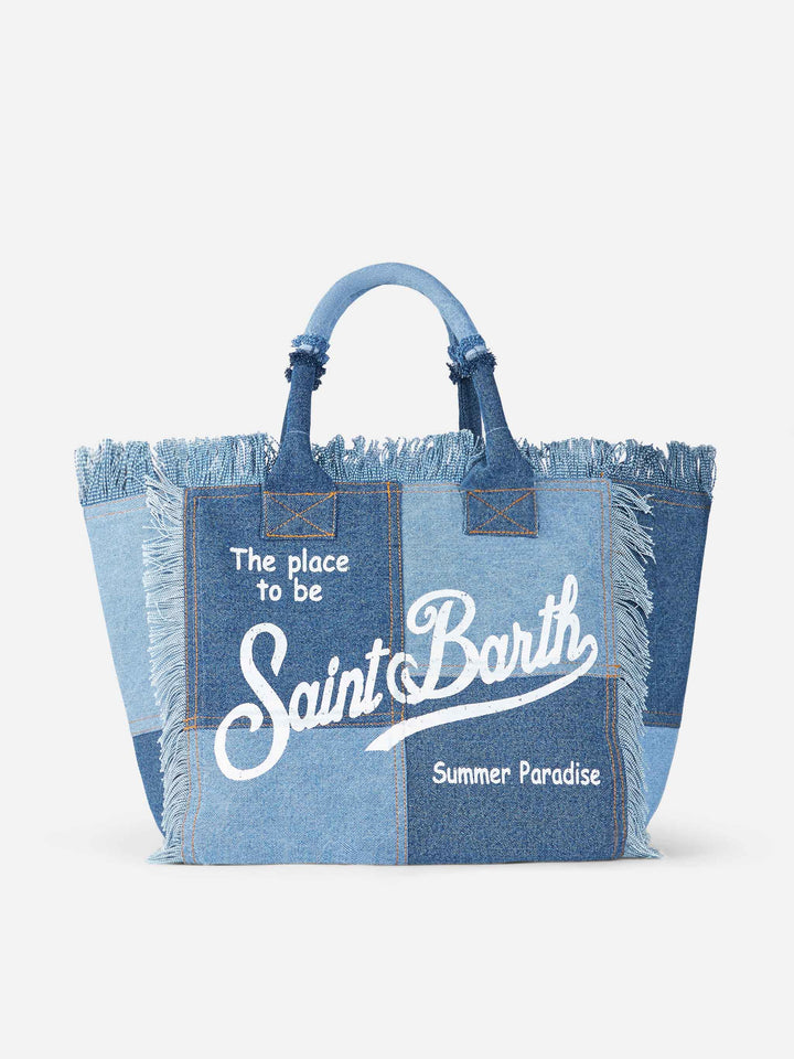 Vanity Denim Patchwork Canvas Shoulder Bag