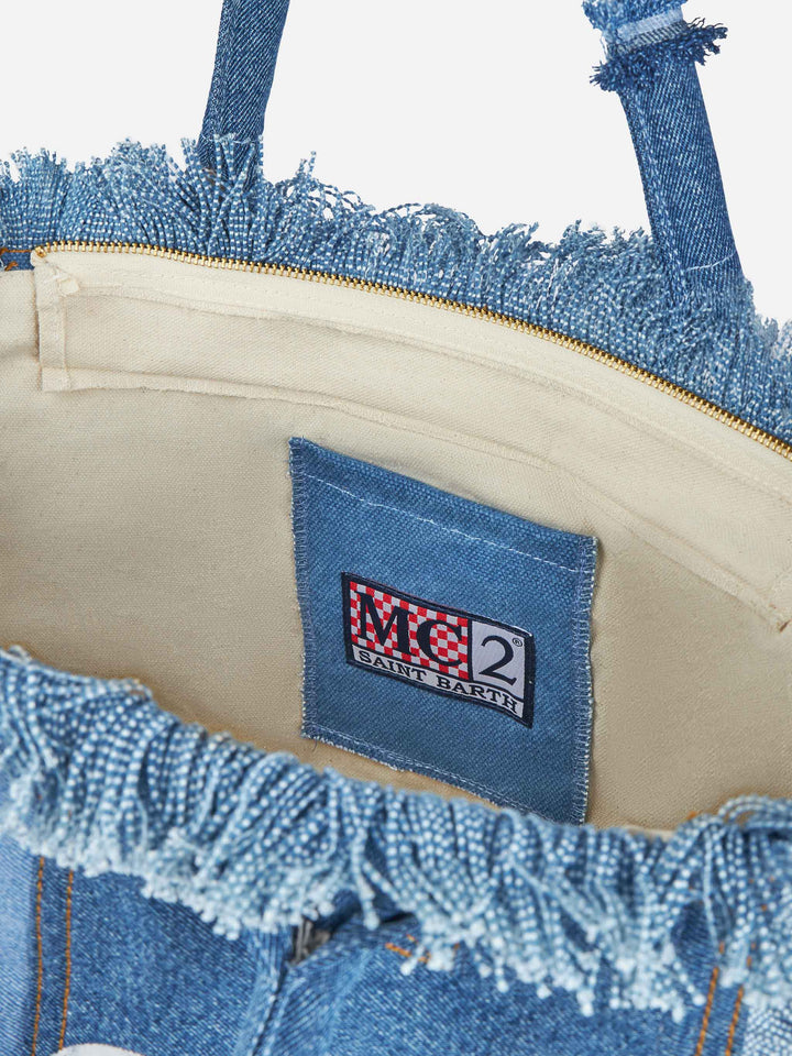 Vanity Denim Patchwork Canvas Shoulder Bag