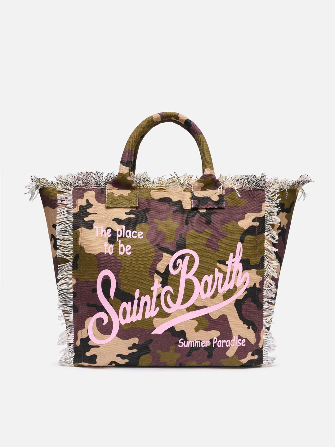 Borsa a spalla Vanity in cotone con stampa camouflage