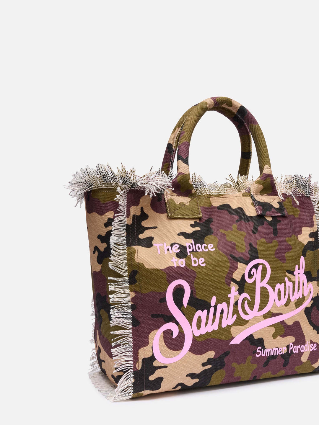 Borsa a spalla Vanity in cotone con stampa camouflage