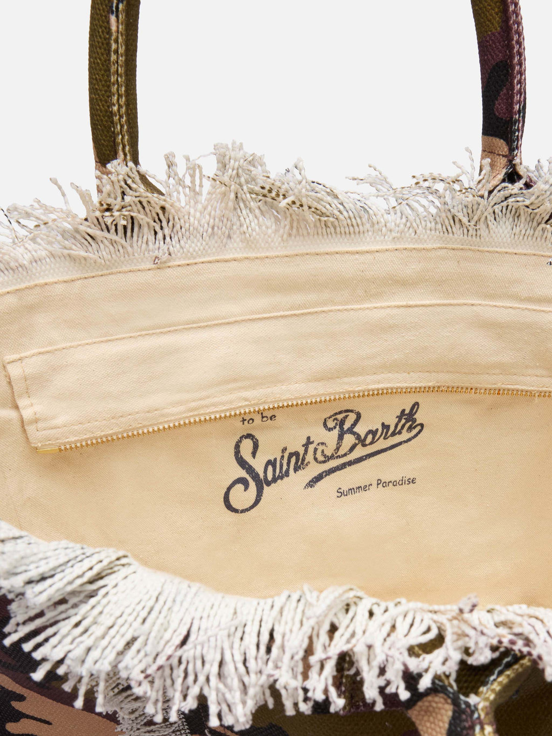 Borsa a spalla Vanity in cotone con stampa camouflage