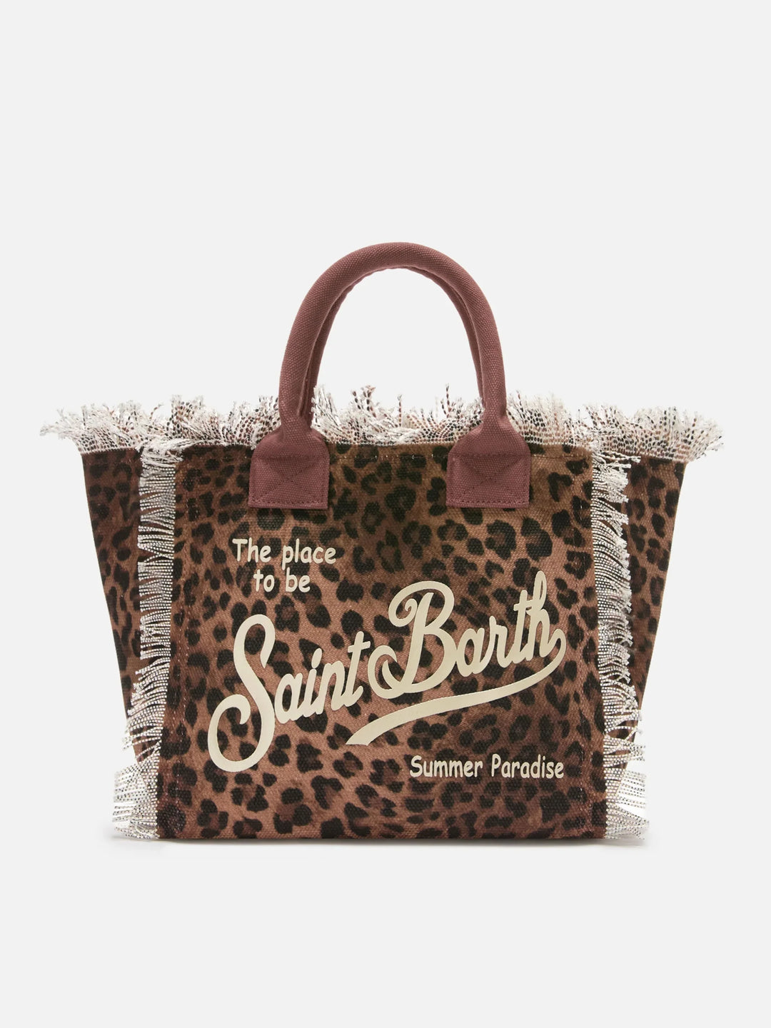 Regular Leopard Print Canvas Vanity Bag with Fringes