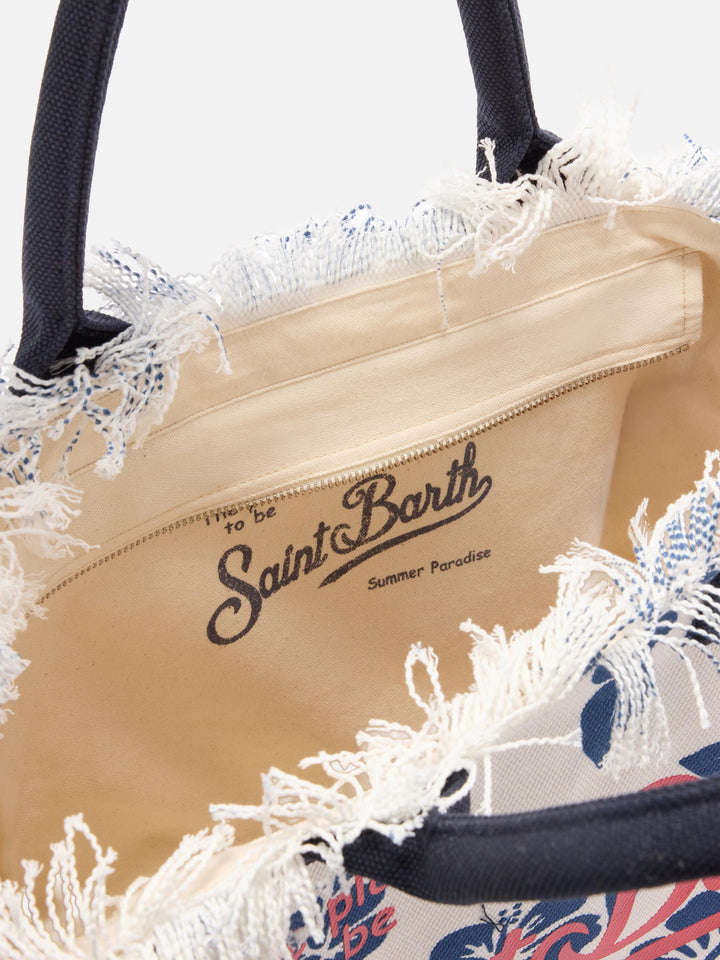 Regular Canvas Vanity Bag with Hibiscus Print