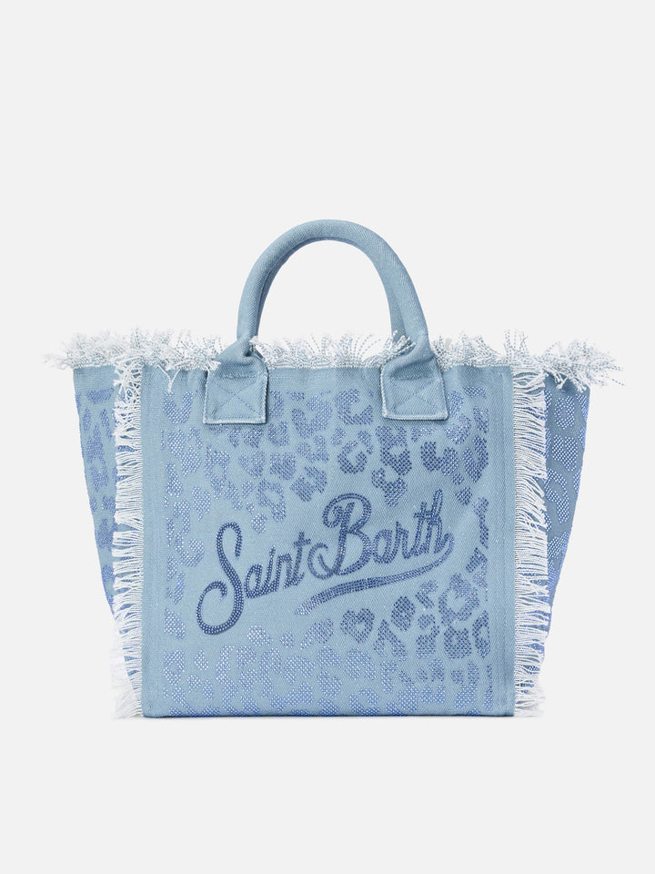 Regular Canvas Leopard Print Vanity Bag with Rhinestones
