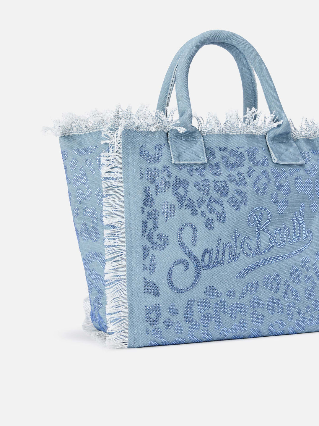 Regular Canvas Leopard Print Vanity Bag with Rhinestones