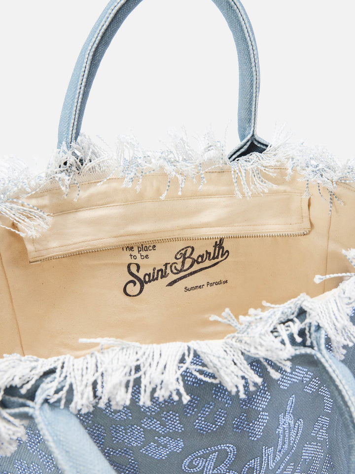 Regular Canvas Leopard Print Vanity Bag with Rhinestones