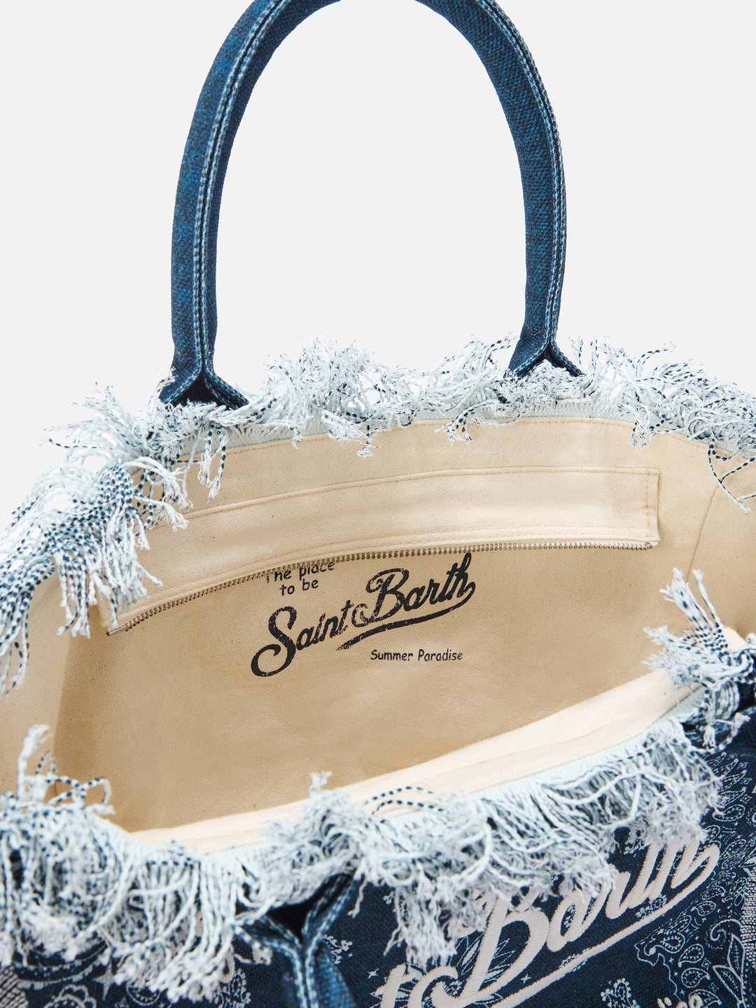 Regular Canvas Vanity Bag in Sky Blue with Bandana Print