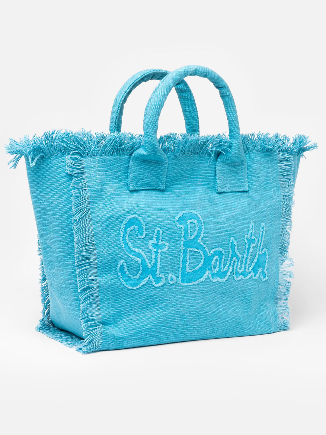 Shopping Bag Vanity in Azzurro Cotone con Patch Logo