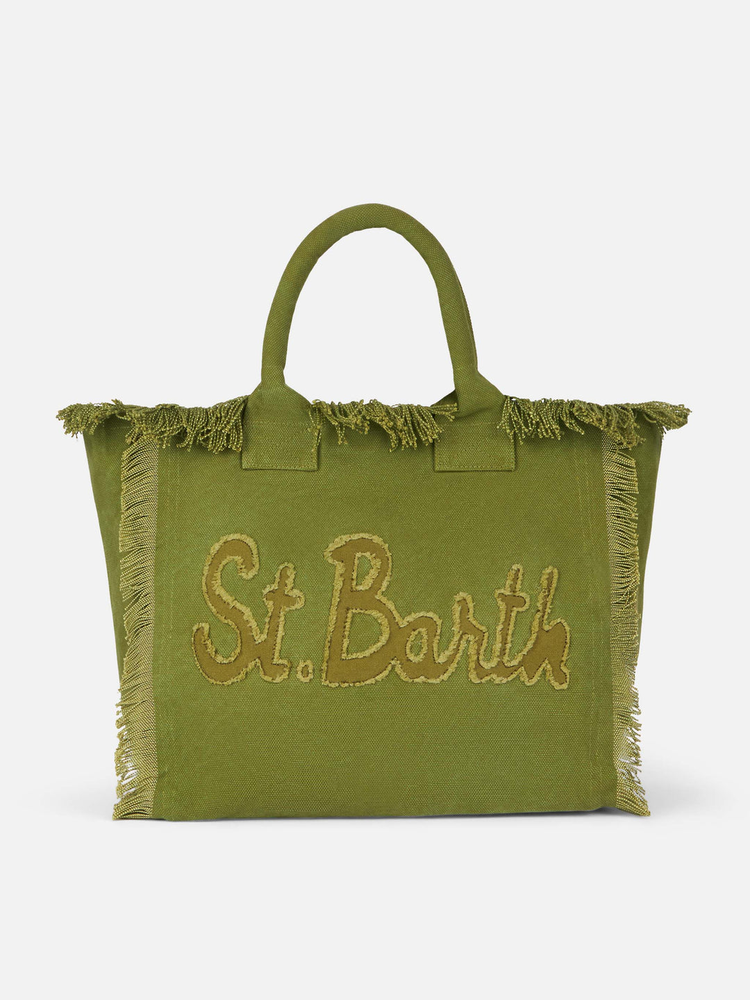Tote Bag Vanity in Cotone Verde Militare con Patch Logo