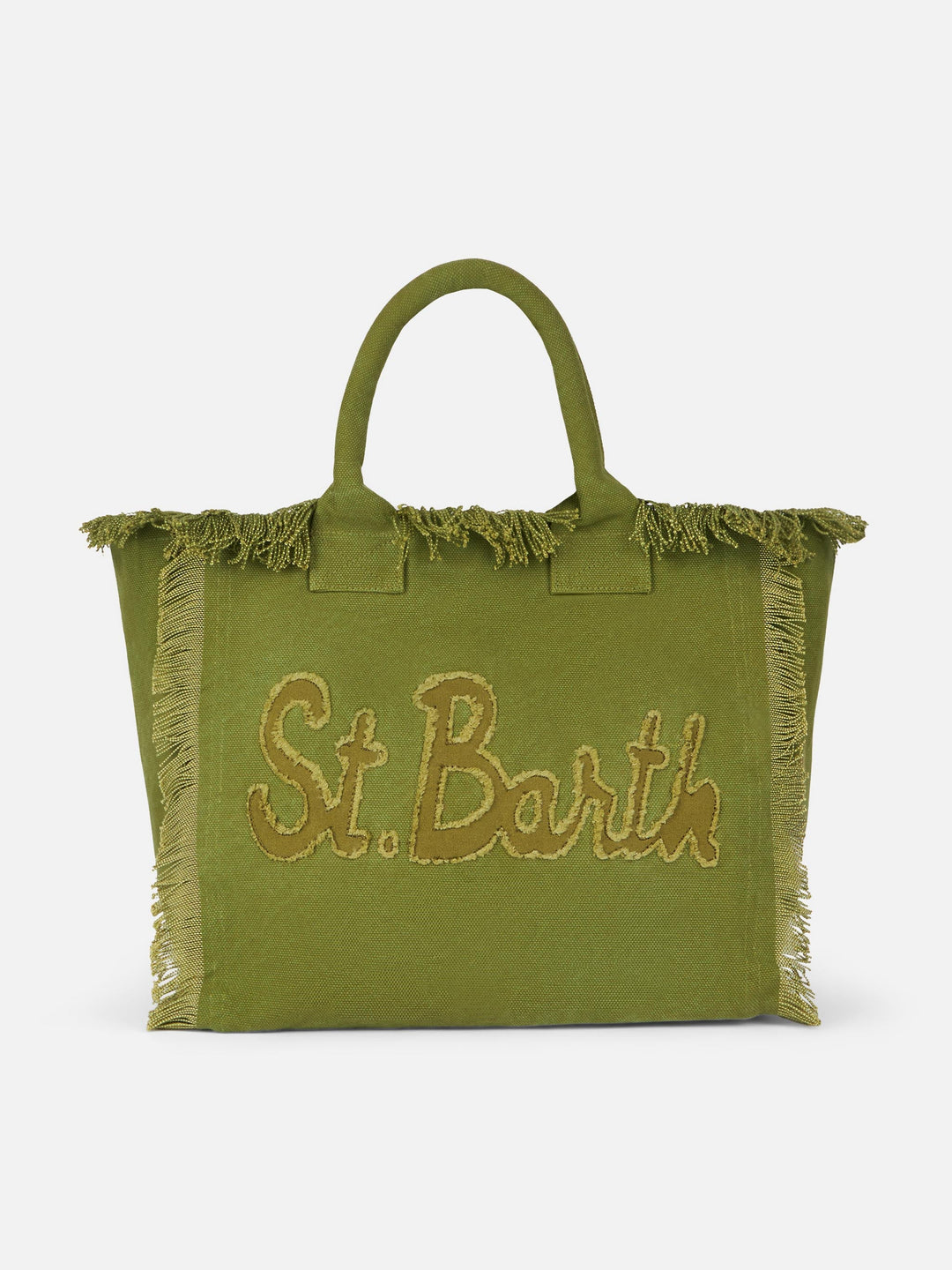 Tote Bag Vanity in Cotone Verde Militare con Patch Logo