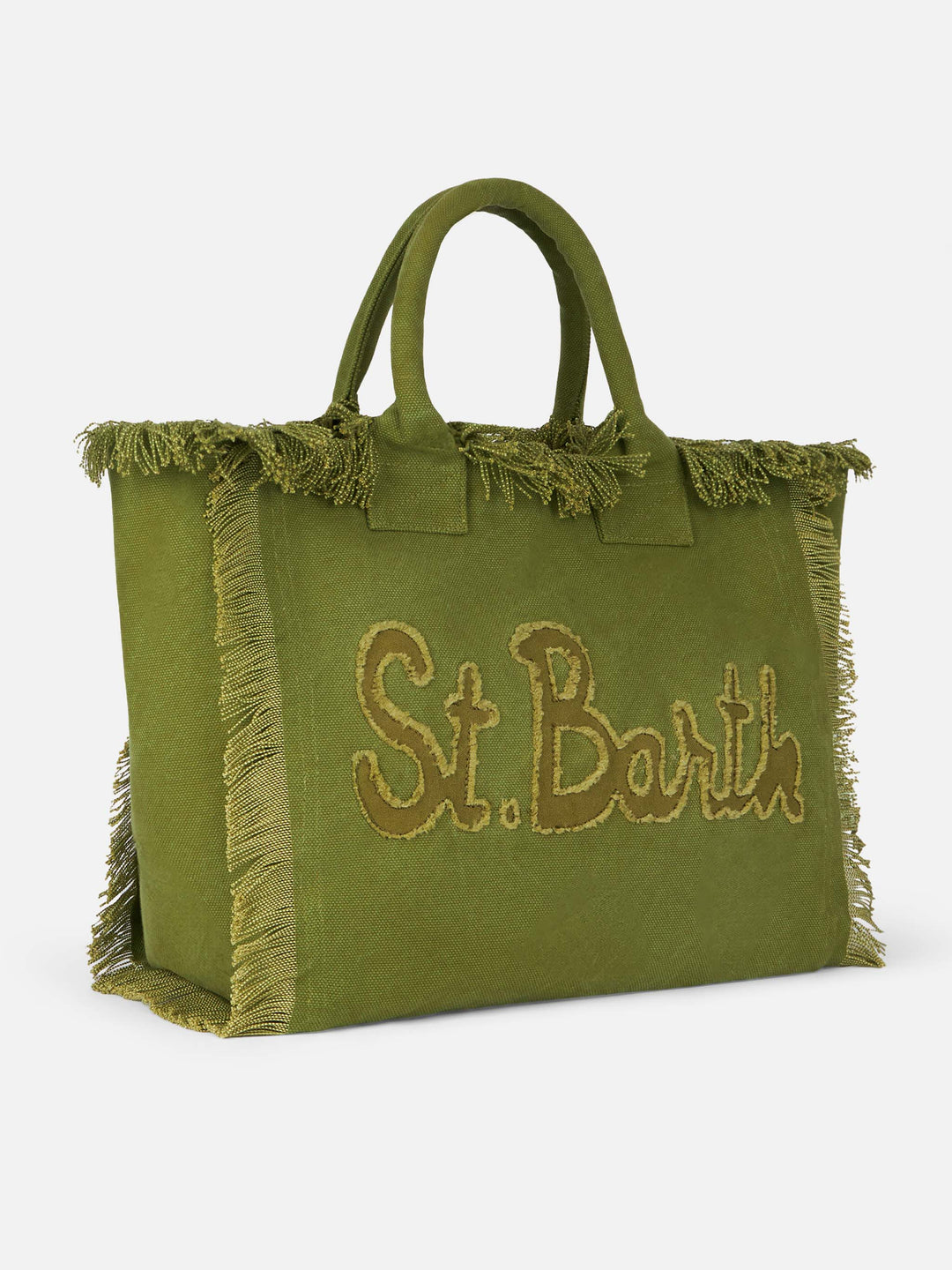 Tote Bag Vanity in Cotone Verde Militare con Patch Logo