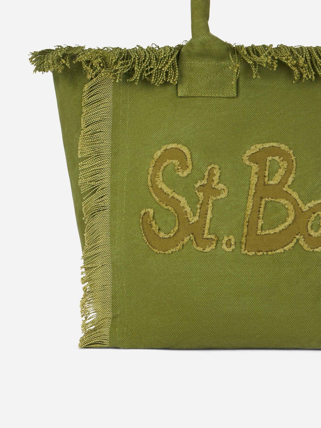 Tote Bag Vanity in Cotone Verde Militare con Patch Logo