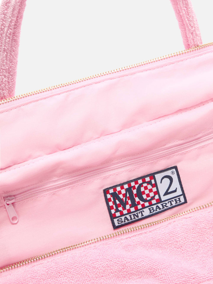 Vanity Bag in Solid Pink Terry Fabric