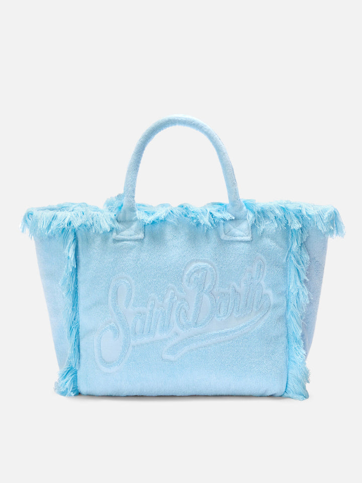 Vanity Bag in Solid Light Blue Terry Fabric