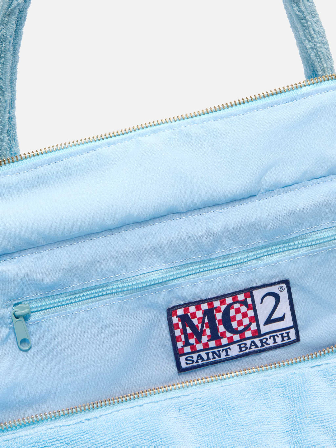 Vanity Bag in Solid Light Blue Terry Fabric