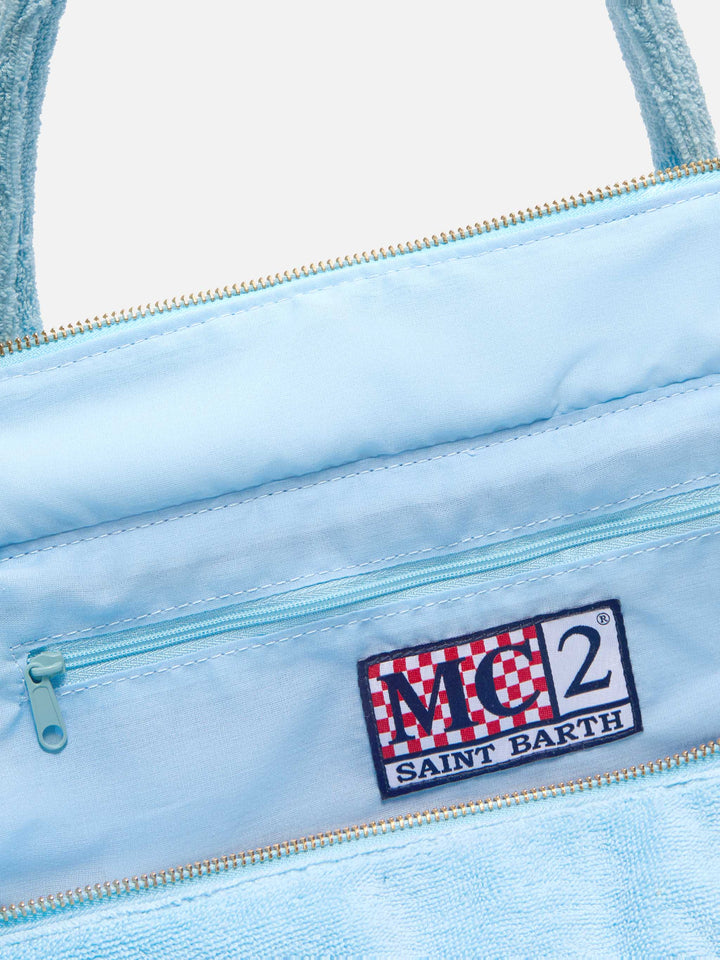 Vanity Bag in Solid Light Blue Terry Fabric
