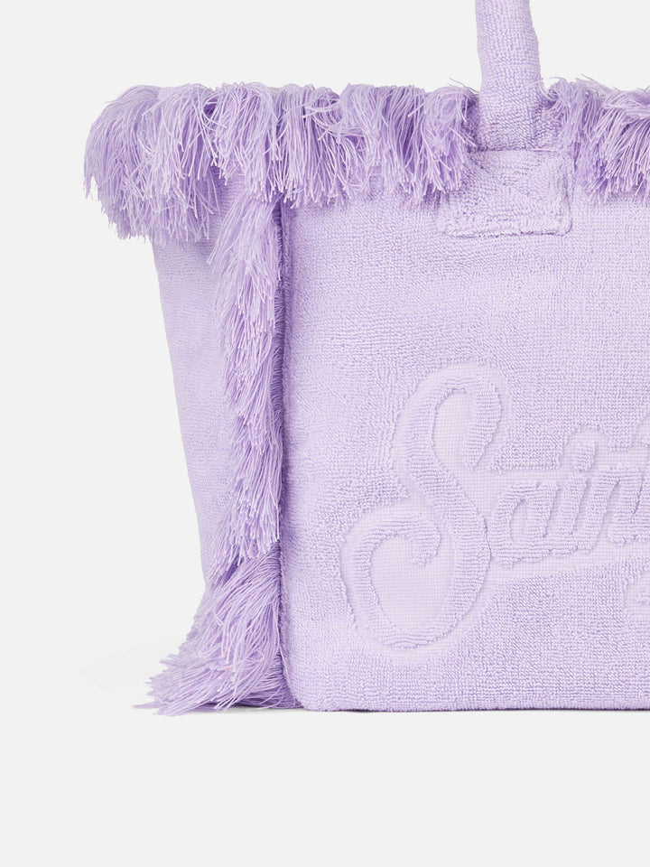 Lilla Vanity Terry Borsa a Spalla con Logo in Bassorilievo