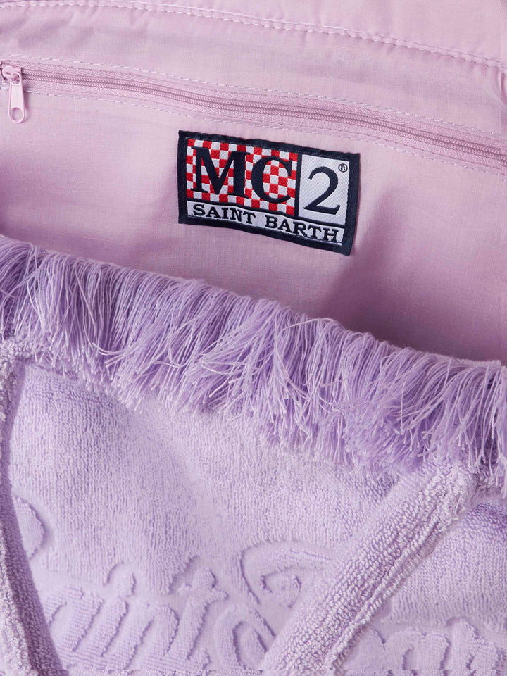 Lilla Vanity Terry Borsa a Spalla con Logo in Bassorilievo