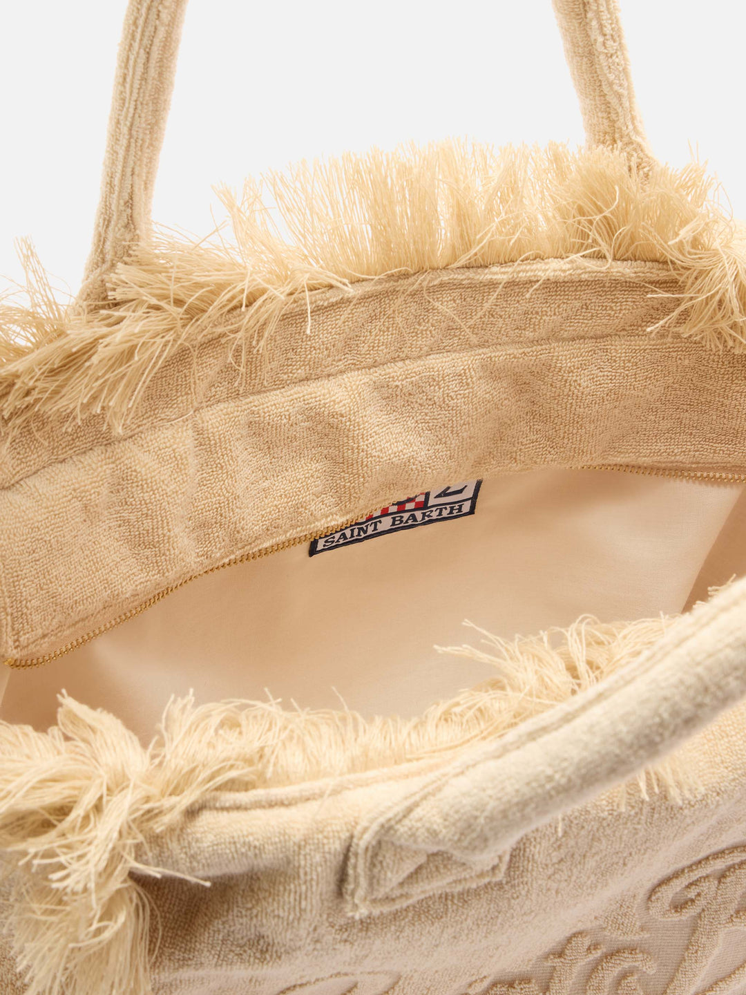 Beige Solid Color Terry Cloth Vanity Bag