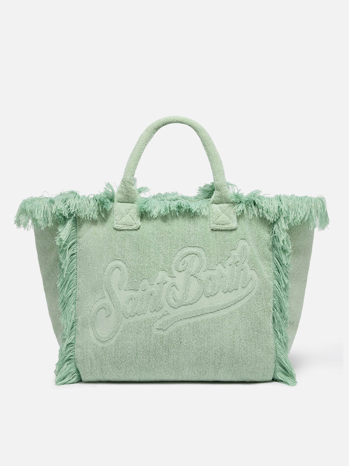 Borsa Vanity Regular in Tessuto Verde Menta con Effetto Spugna