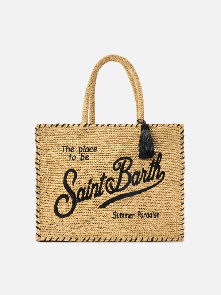 Regular Raffia Vanity Bag with Black Accents