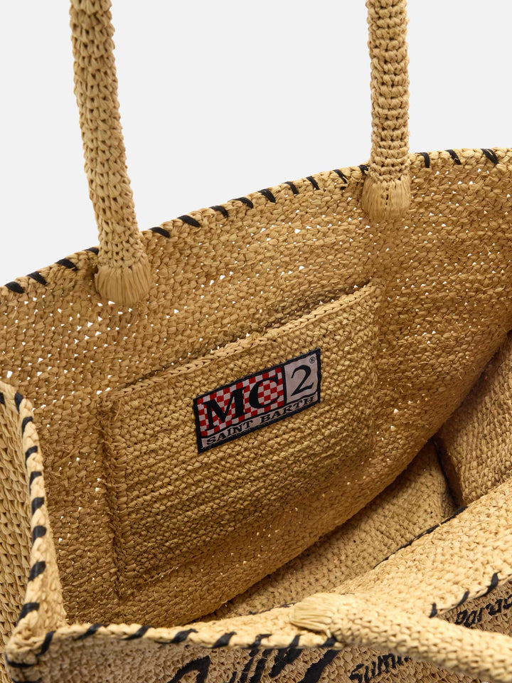Regular Raffia Vanity Bag with Black Accents